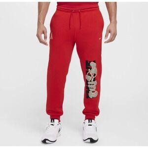 NEW Nike Ja Morant Basketball Fleece Sweatpants RED Men's Large New FZ1043-657